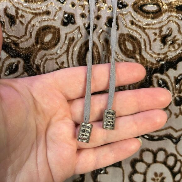 Hale Bob Beaded Top Ornate Gray Gold Velvet Whimsigoth Boho Eclectic Size Medium - Picture 4 of 13